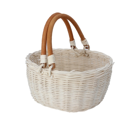 Chomik Корзина из ротанга 22 x 17 x 11/22 см с ручками - белая, DRA7282 - Home Club