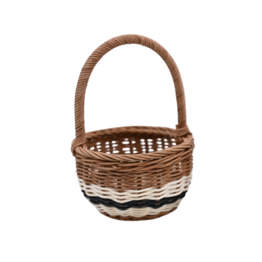 Chomik Корзина из ротанга 16 x 9/22 см с ручкой - натуральная с белым и черным, DRA7312 - Home Club