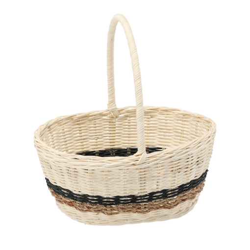 Chomik Корзина из ротанга 26 x 21 x 12/26 см с ручкой - белая с черным и натуральным, DRA7367 - Home Club
