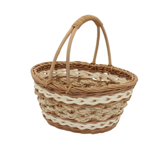Chomik Корзина из ротанга 26 x 20 x 11/25 см с ручкой - натуральная с белым, DRA7381 - Home Club