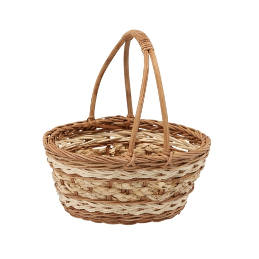 Chomik Корзина из ротанга 22 x 17 x 10/20 см с ручкой - натуральная с белым, DRA7398 - Home Club
