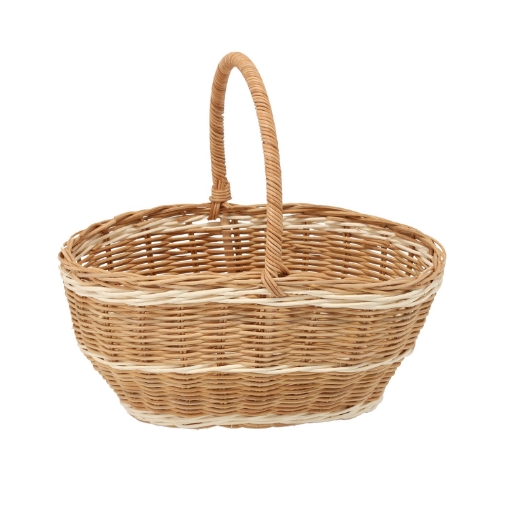 Chomik Корзина из ротанга 28 x 21 x 12/24 см с ручкой - натуральная с белым, DRA7428 - Home Club