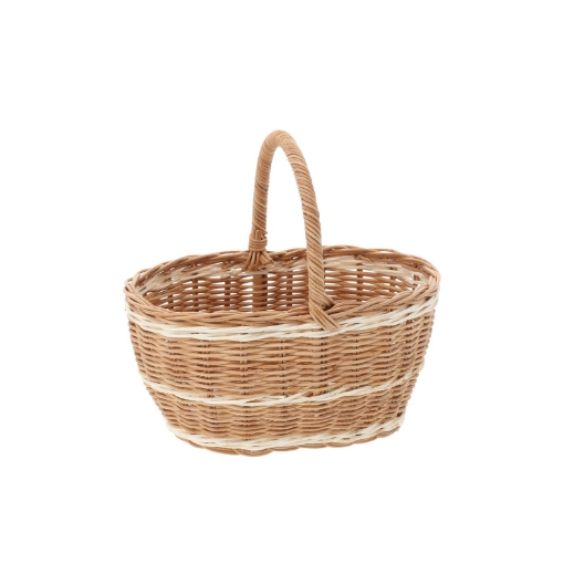 Chomik Корзина из ротанга 22 x 17 x 11/21 см с ручкой - натуральная с белым, DRA7435 - Home Club