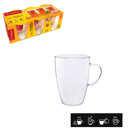 Chomik Набор из 6 жаропрочных стаканов объемом 0,35 л с ручкой Агата, WOL6912 - Home Club