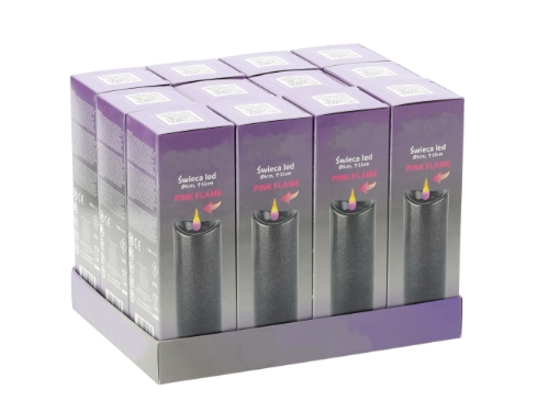 Chomik Свеча Led 5 см x 15 см с батарейками, гранитная, розовое пламя, ZOZ9716 - Home Club