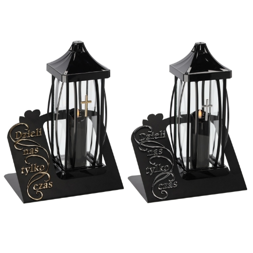 Chomik Свеча 39 см Gracja, большая, черная + светодиод, черно-золотой/серебристый, ZOZ7630 - Home Club