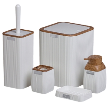 Chomik Баняковый Набор Квадратный 5 Элементов Белый / Дерево, OKY5018 - Home Club