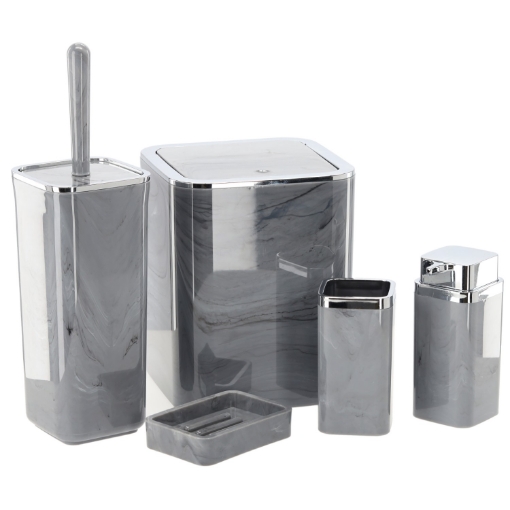 Chomik Квадратный набор для ванной комнаты, 5 элементов, мраморный серый, OKY5140 - Home Club