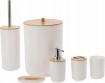 Chomik Набор Для Ванной Круглый 6 Элементов, Белый + Бамбук, LAZ4298 - Home Club, изображение 4
