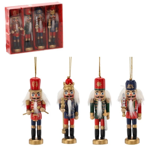 Chomik Набор из 4 праздничных украшений: деревянный солдатик высотой 12,5 см., SID3782 - Home Club