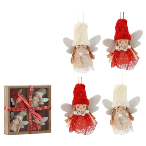 Chomik Набор из 4 елочных украшений - ангелы в шапках, TIA0133 - Home Club
