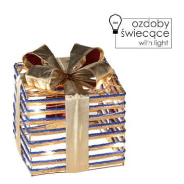 Chomik Рождественское Украшение - Подарок С Благородным Бантом, Синий, 20 См, С Led-Подсветкой, PRE1239 - Home Club
