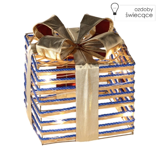 Chomik Рождественское Украшение - Подарок С Благородным Бантом, Синий, 25 См, Светодиодный, PRE1246 - Home Club