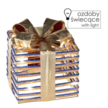 Chomik Рождественское Украшение - Подарок С Благородным Бантом, Синий, 25 См, Светодиодный, PRE1246 - Home Club