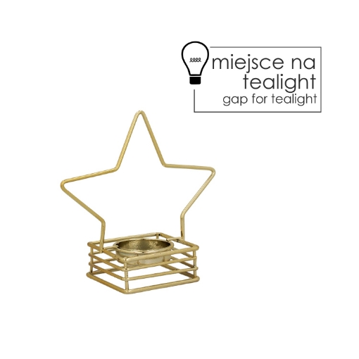 Chomik Металлический Свечник Для Теалайта, Золотой - Звезда 12,2 См, GOT1337 - Home Club