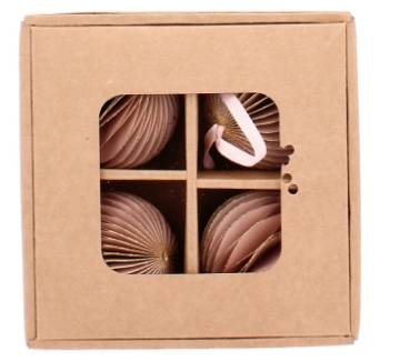 Chomik Набор из 4 розовых бумажных елочных игрушек диаметром 7 см., AIP2037 - Home Club