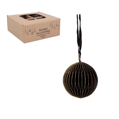 Chomik Набор из 4 бумажных елочных игрушек, диаметр 7 см, черного цвета., AIP2051 - Home Club