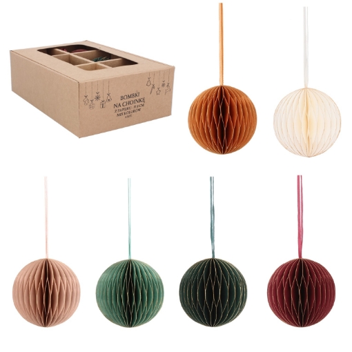 Chomik Набор из 6 бумажных елочных игрушек диаметром 8 см, разноцветных., AIP2211 - Home Club