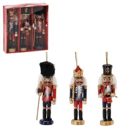 Chomik Набор из 3 рождественских украшений: деревянный солдатик высотой 13 см., SID3799 - Home Club