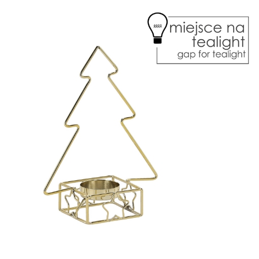 Chomik Металевий Свічник Для Теалігтів Золотий - Ялинка 13,3 x 7 x 17,8 См, GOT5647 - Home Club