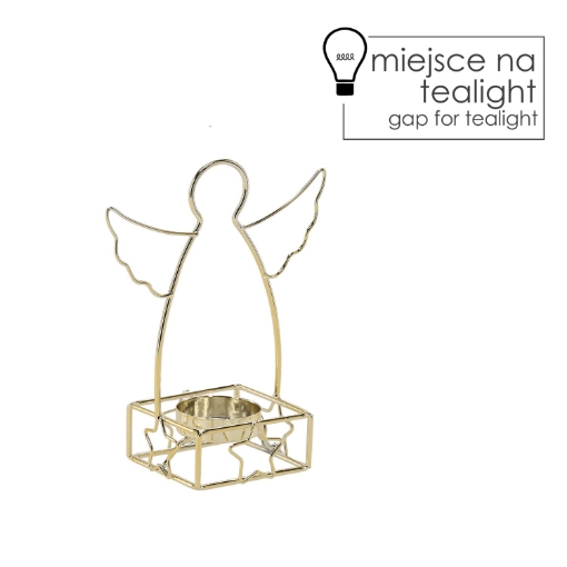 Chomik Металлический Свечник Для Теалайта Золотой - Ангел 12,5 x 6,7 x 15,6 См, GOT5654 - Home Club