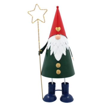 Chomik Рождественское Украшение - Металлический Гном С Звездой Led 13 x 13 x 37 см, POI5272 - Home Club