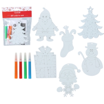Chomik Набор из 3 рождественских украшений размером 10 см для подвешивания «Сделай сам» с 4 фломастерами, 6 дизайнов., DIY8952 - Home Club