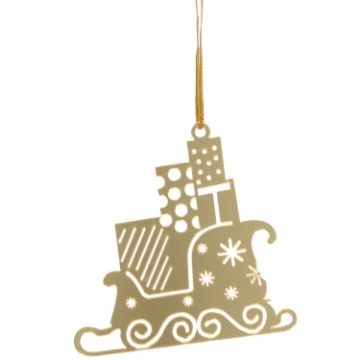 Chomik Набор из 3 елочных украшений - золотые сани Санта-Клауса, 8 x 8 см, SUN0771 - Home Club