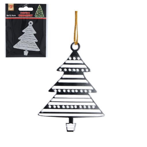 Chomik Кпл. 3 Ялинові Прикраси - Срібна Ялинка 6 x 8 См, SUN0818 - Home Club