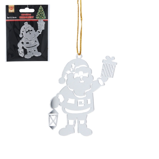 Chomik Кпл. 3 Ялинові Прикраси - Срібний Миколай 6 x 8 См, SUN0825 - Home Club