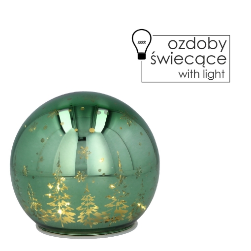 Chomik Рождественское Украшение - Стеклянный Шар С Зеленым Светодиодом, 12 См, LUK1273 - Home Club