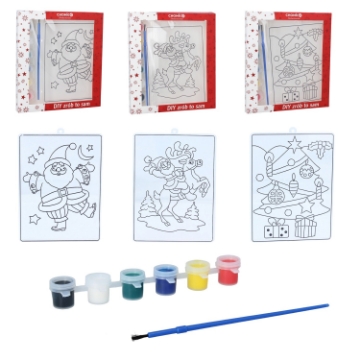 Chomik Рождественское Украшение - Витраж Для Раскрашивания «Сделай Сам» С 6 Цветами И Разнообразными Взорами, DIY7137 - Home Club