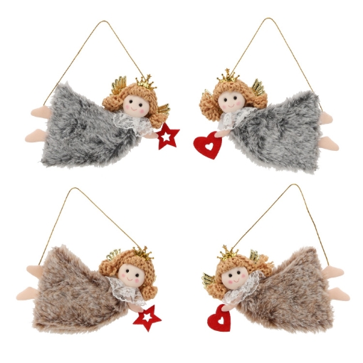 Chomik Украшение Рождественское. Подвеска Ангел Бразовый/Серый 14,5 X 8 См, SUN0547 - Home Club