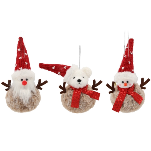 Chomik Украшение Рождественское. Подвеска Мишка/Снежный Человек/Санта-Клаус 10 X 12 См, SUN0561 - Home Club