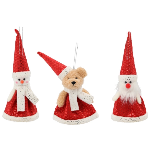 Chomik Украшение Рождественское. Подвеска Медведенок/Снежной Человек/Санта-Клаус 11 X 12 См, SUN0578 - Home Club