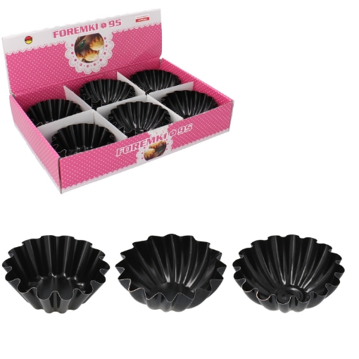 Chomik Форма для выпечки 9,5 см, 1 шт., с антипригарным покрытием, черная, с различными узорами, SNB3610 - Home Club