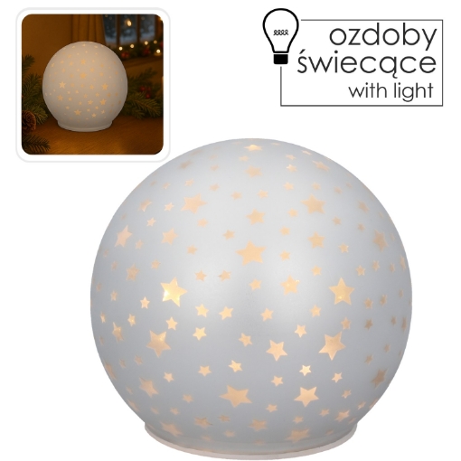Chomik Стеклянная Пулья - Белая С Звездочками Led 12 x 11 См, BOZ1839 - Home Club