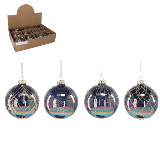 Chomik Стеклянная Шарика - Черная Глянцевая С Различными Узорами 8 См, BOZ1907 - Home Club