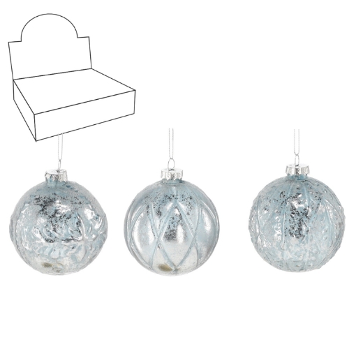 Chomik Стеклянная Шарика - Синий - Серебряный Микс Узоров 8 См, BOZ2058 - Home Club
