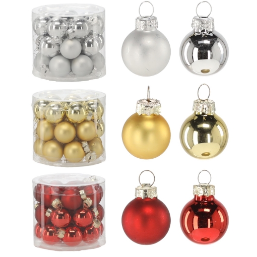 Chomik Набор из 24 стеклянных елочных шаров, 2,5 см, разноцветные, BOZ2126 - Home Club