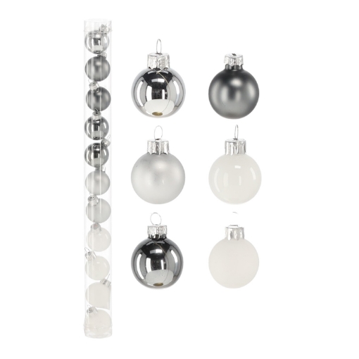 Chomik Набор из 11 стеклянных елочных шаров диаметром 3 см в тубе, сочетание холодных цветов., BOZ2195 - Home Club
