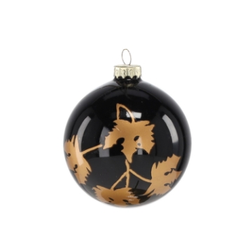 Chomik Стеклянная елочная игрушка диаметром 8 см, черного цвета, с разнообразными узорами, MAL2645 - Home Club
