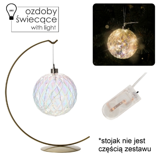 Chomik Стеклянное украшение диаметром 10 см с Led-подсветкой, подвесное, геометрический узор, MAL2713 - Home Club