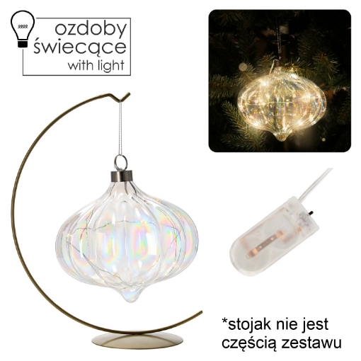 Chomik Стеклянное украшение диаметром 15 см, светодиодная подвесная, прозрачная, жемчужная, MAL2720 - Home Club