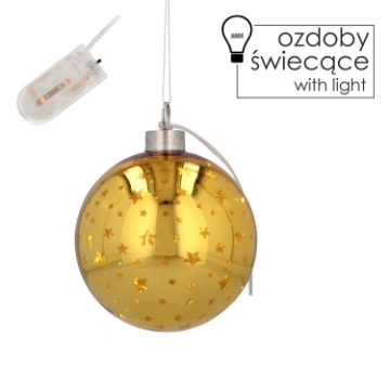 Chomik Праздничное Украшение Стеклянная Шарика 10 См Led Золотая С Звездочками, MAL2768 - Home Club