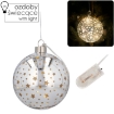 Chomik Святкова прикраса зі скла, діаметр 12 см, Led, срібна кулька з зірочками, MAL2799 - Home Club