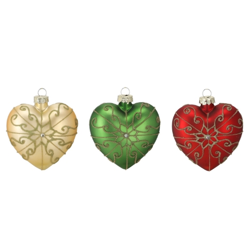 Chomik Стеклянная елочная игрушка диаметром 8 см в виде сердца, разноцветная, MAL4037 - Home Club