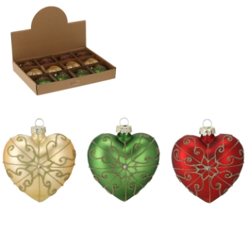 Chomik Стеклянная елочная игрушка диаметром 8 см в виде сердца, разноцветная, MAL4037 - Home Club