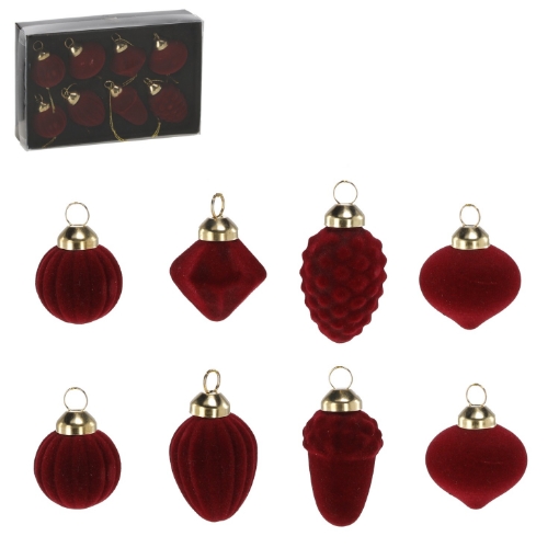 Chomik Кпл. 8 Скляних Ялинових Прикрас - Бордові, BOZ4303 - Home Club