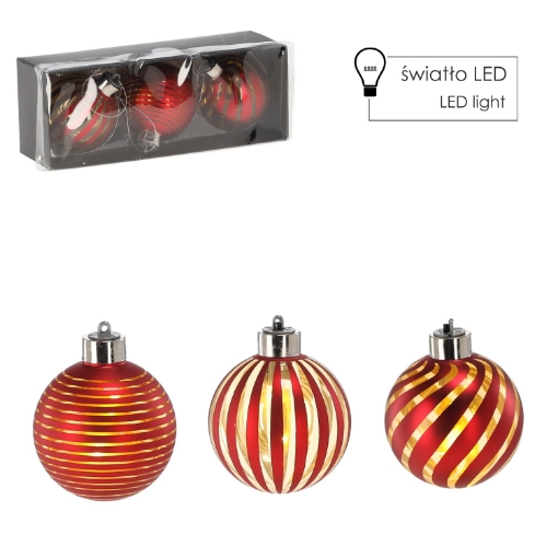 Chomik Kpl. 3 Скляні Бомби - Червені 8 См Led, BOZ4358 - Home Club